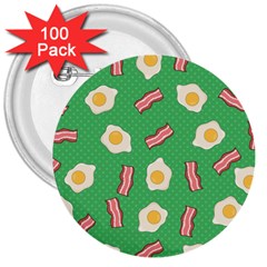 Bacon And Egg Pop Art Pattern 3  Buttons (100 Pack)  by Valentinaart