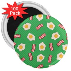 Bacon And Egg Pop Art Pattern 3  Magnets (100 Pack) by Valentinaart