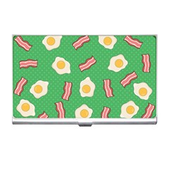 Bacon And Egg Pop Art Pattern Business Card Holder by Valentinaart