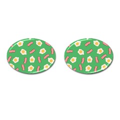 Bacon And Egg Pop Art Pattern Cufflinks (oval) by Valentinaart