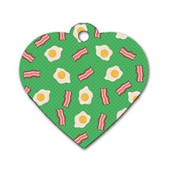 Bacon And Egg Pop Art Pattern Dog Tag Heart (two Sides) by Valentinaart