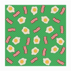 Bacon And Egg Pop Art Pattern Medium Glasses Cloth (2-side) by Valentinaart