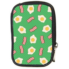 Bacon And Egg Pop Art Pattern Compact Camera Leather Case by Valentinaart