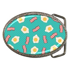 Bacon And Egg Pop Art Pattern Belt Buckles by Valentinaart