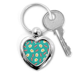 Bacon And Egg Pop Art Pattern Key Chains (heart)  by Valentinaart