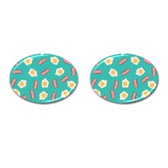 Bacon And Egg Pop Art Pattern Cufflinks (oval) by Valentinaart