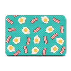 Bacon And Egg Pop Art Pattern Small Doormat  by Valentinaart