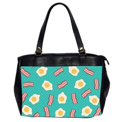 Bacon And Egg Pop Art Pattern Oversize Office Handbag (2 Sides) by Valentinaart