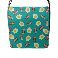 Bacon And Egg Pop Art Pattern Flap Closure Messenger Bag (l) by Valentinaart