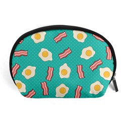 Bacon And Egg Pop Art Pattern Accessory Pouch (large) by Valentinaart