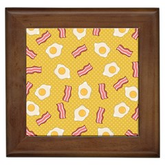 Bacon And Egg Pop Art Pattern Framed Tiles by Valentinaart