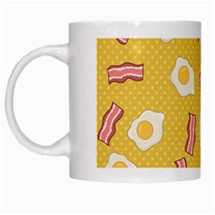 Bacon And Egg Pop Art Pattern White Mugs by Valentinaart