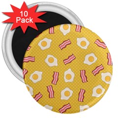 Bacon And Egg Pop Art Pattern 3  Magnets (10 Pack)  by Valentinaart