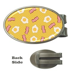 Bacon And Egg Pop Art Pattern Money Clips (oval)  by Valentinaart