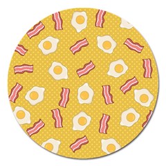 Bacon And Egg Pop Art Pattern Magnet 5  (round) by Valentinaart