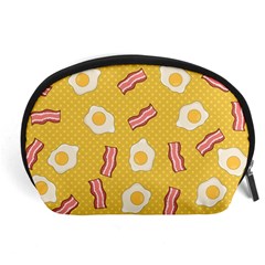 Bacon And Egg Pop Art Pattern Accessory Pouch (large) by Valentinaart