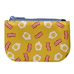 Bacon And Egg Pop Art Pattern Large Coin Purse by Valentinaart