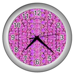 Paradise Blossom Tree On The Ornate Sakura Mountain Wall Clock (silver) by pepitasart