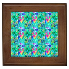 Garden Quilt Painting With Hydrangea And Blues Framed Tiles by myrubiogarden