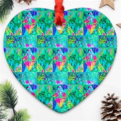 Garden Quilt Painting With Hydrangea And Blues Ornament (heart)