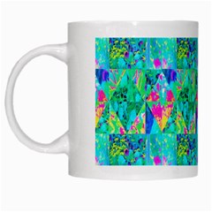 Garden Quilt Painting With Hydrangea And Blues White Mugs by myrubiogarden