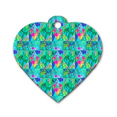 Garden Quilt Painting With Hydrangea And Blues Dog Tag Heart (one Side) by myrubiogarden