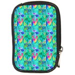 Garden Quilt Painting With Hydrangea And Blues Compact Camera Leather Case Front