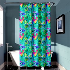 Garden Quilt Painting With Hydrangea And Blues Shower Curtain 36  X 72  (stall)  by myrubiogarden