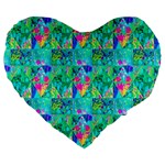 Garden Quilt Painting With Hydrangea And Blues Large 19  Premium Heart Shape Cushions Front