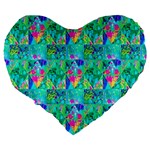 Garden Quilt Painting With Hydrangea And Blues Large 19  Premium Heart Shape Cushions Back