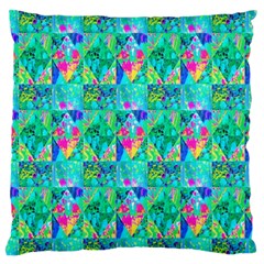 Garden Quilt Painting With Hydrangea And Blues Standard Flano Cushion Case (one Side) by myrubiogarden