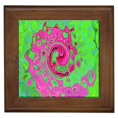 Groovy Abstract Green And Red Lava Liquid Swirl Framed Tiles by myrubiogarden