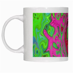 Groovy Abstract Green And Red Lava Liquid Swirl White Mugs by myrubiogarden