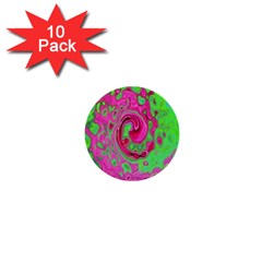 Groovy Abstract Green And Red Lava Liquid Swirl 1  Mini Buttons (10 Pack)  by myrubiogarden