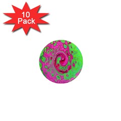 Groovy Abstract Green And Red Lava Liquid Swirl 1  Mini Magnet (10 Pack)  by myrubiogarden