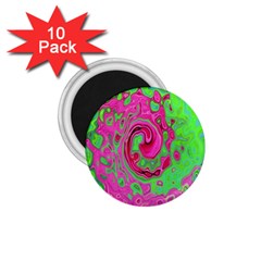 Groovy Abstract Green And Red Lava Liquid Swirl 1 75  Magnets (10 Pack)  by myrubiogarden