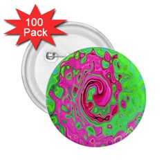 Groovy Abstract Green And Red Lava Liquid Swirl 2 25  Buttons (100 Pack)  by myrubiogarden