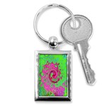 Groovy Abstract Green And Red Lava Liquid Swirl Key Chains (Rectangle)  Front