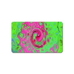 Groovy Abstract Green And Red Lava Liquid Swirl Magnet (name Card) by myrubiogarden