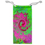 Groovy Abstract Green And Red Lava Liquid Swirl Jewelry Bag Front