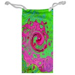 Groovy Abstract Green And Red Lava Liquid Swirl Jewelry Bag Back