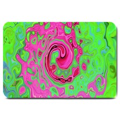 Groovy Abstract Green And Red Lava Liquid Swirl Large Doormat  by myrubiogarden