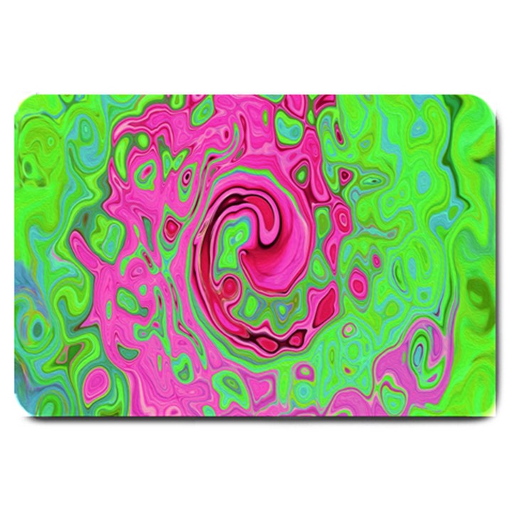 Groovy Abstract Green And Red Lava Liquid Swirl Large Doormat 