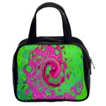 Groovy Abstract Green And Red Lava Liquid Swirl Classic Handbag (Two Sides) Front