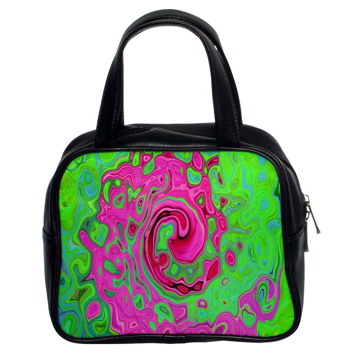 Groovy Abstract Green And Red Lava Liquid Swirl Classic Handbag (Two Sides)