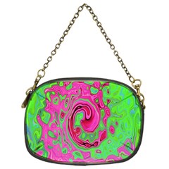 Groovy Abstract Green And Red Lava Liquid Swirl Chain Purse (one Side)