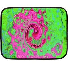 Groovy Abstract Green And Red Lava Liquid Swirl Fleece Blanket (mini) by myrubiogarden