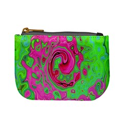 Groovy Abstract Green And Red Lava Liquid Swirl Mini Coin Purse by myrubiogarden