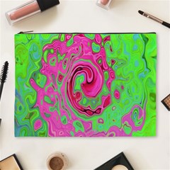 Groovy Abstract Green And Red Lava Liquid Swirl Cosmetic Bag (xl) by myrubiogarden