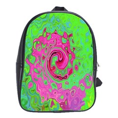 Groovy Abstract Green And Red Lava Liquid Swirl School Bag (large) by myrubiogarden